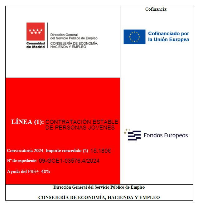 PROGRAMA PARA EL FOMENTO DE LA CONTRATACIÓN EN EL ÁMBITO DE LA COMUNIDAD DE MADRID. PROGRAMA FSE+. ESTÍMULO A LA CONTRATACIÓN DE JÓVENES.